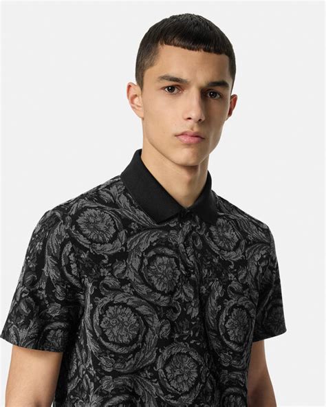 versace grey polo shirt embroidered